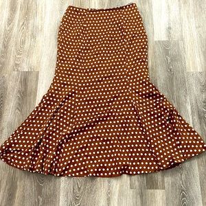 Whyte Valentyne brown midi polka dot skirt sz 12